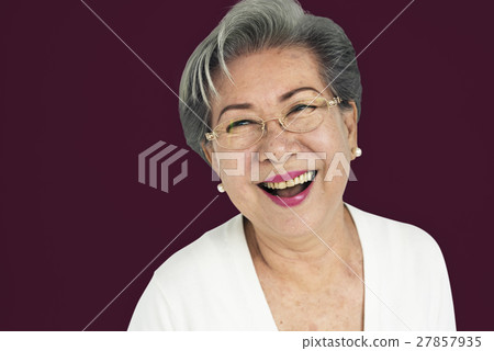 Senior Asian Woman Casual Studio Portrait Concept 27857935