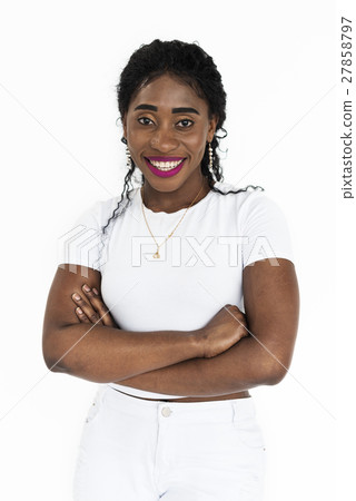 Woman Cheerful Studio Portrait Concept Woman Cheerful Studio Portrait Concept 27858797