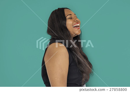 Woman Cheerful Portrait Studio Concept Woman Cheerful Portrait Studio Concept 27858800