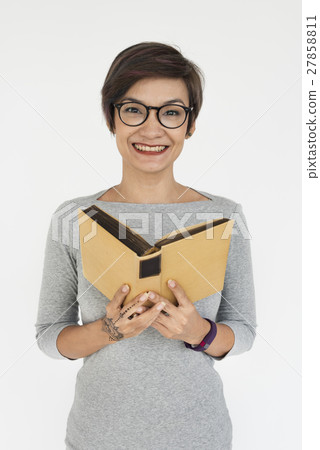 Woman Book Cheerful Cute Emotion Beauty Concept Woman Book Cheerful Cute Emotion Beauty Concept 27858811