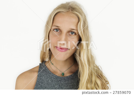 Woman Cheerful Studio Portrait Concept Woman Cheerful Studio Portrait Concept 27859070