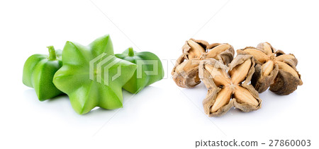 Sacha Inchi on white background, fresh capsule Sacha Inchi on white background, fresh capsule 27860003
