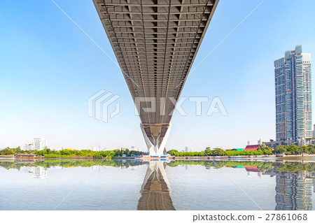 Under view of Bhumibol Bridge in Bangkok Thailand 27861068