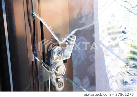 Glass window broken by intrusion theft Glass window broken by intrusion theft 27861276