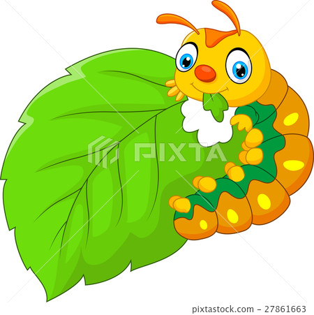 cartoon caterpillar eating leaf cartoon caterpillar eating leaf 27861663