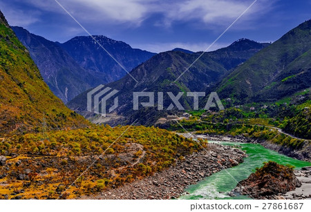 aerial view to Indus river and valley, Karakoram, aerial view to Indus river and valley, Karakoram, 27861687