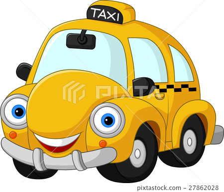 Cartoon funny yellow taxi - Stock Illustration [27862028] - PIXTA