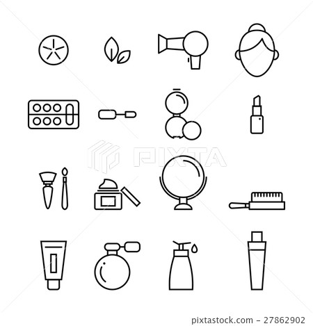 beauty and cosmetic line icon vector set - Stock Illustration [27862902 ...