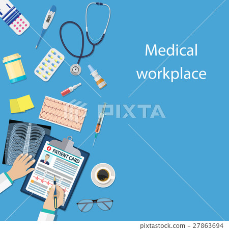Workplace doctor at table. 27863694