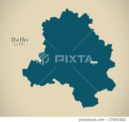 Modern Map - Delhi IN India federal state Modern Map - Delhi IN India federal state 27863882