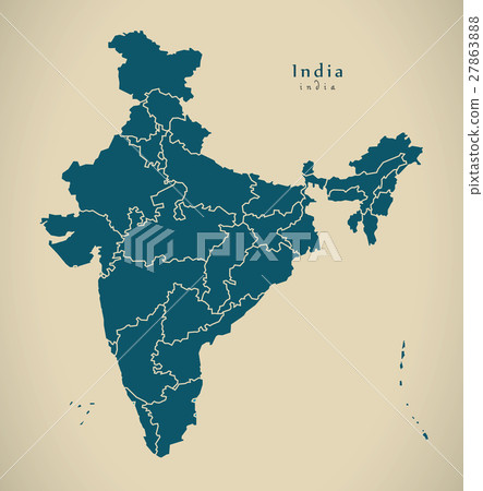 Modern Map - India with federal states Modern Map - India with federal states 27863888
