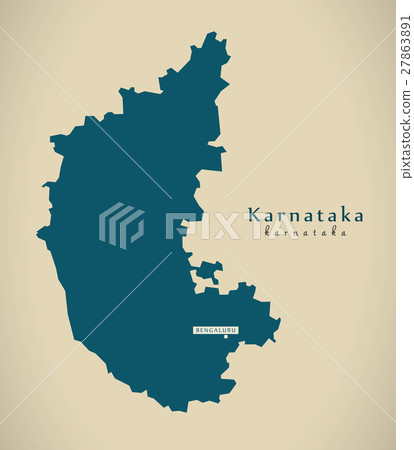 Modern Map - Karnataka IN India federal state  27863891