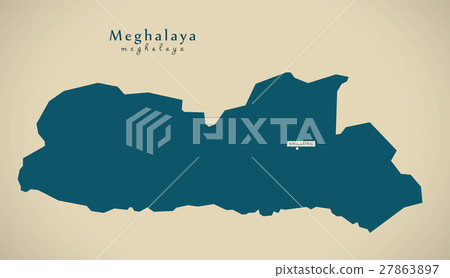 Modern Map - Meghalaya IN India federal state  27863897