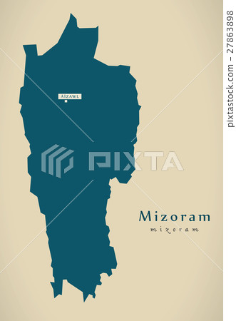 Modern Map - Mizoram IN India federal state  27863898
