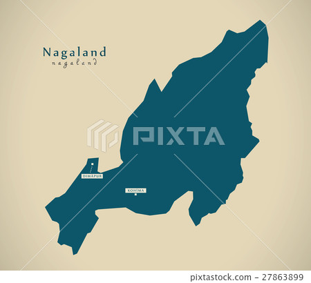 Modern Map - Nagaland IN India federal state  27863899
