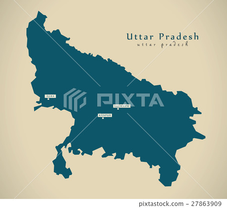 Modern Map - Uttar Pradesh IN India federal state Modern Map - Uttar Pradesh IN India federal state 27863909