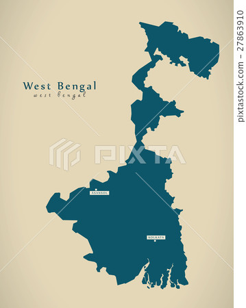 Modern Map - West Bengal IN India federal state Modern Map - West Bengal IN India federal state 27863910