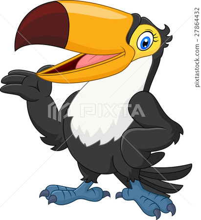 Cartoon funny toucan presenting 27864432