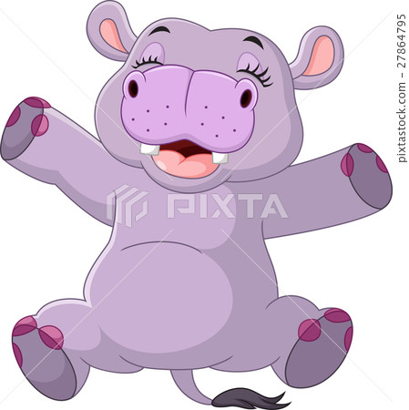 圖庫插圖: cartoon funny hippo