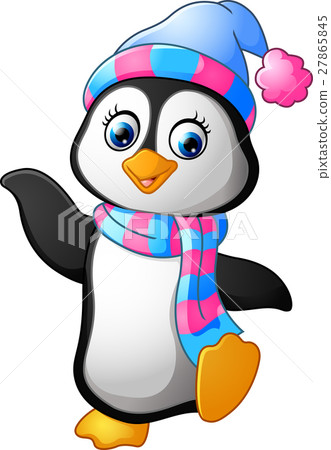 Penguin use a shawl and hat cap 27865845