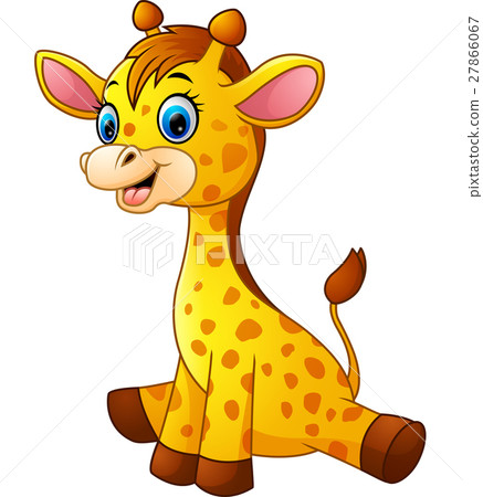 Cartoon baby giraffe sitting 27866067