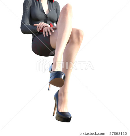 Legs sitting in a chair business woman 3DCG illustration material 27868110