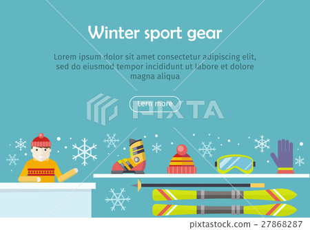 Winter Sport Gear Vector Flat Design Web Banner - Stock Illustration ...