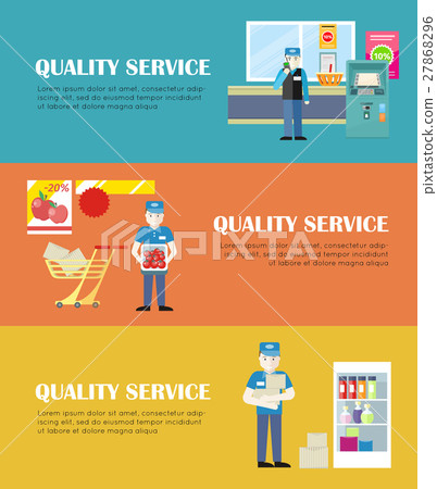 Set of Quality Service in Shop Vector Banners. -插圖素材 [27868296] - PIXTA圖庫