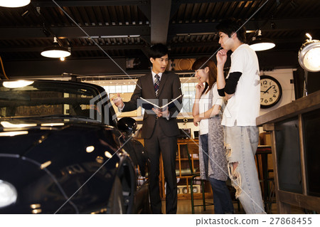 Garage couple female car insurance car insurance car delivered car dealer buy back couple garage 27868455