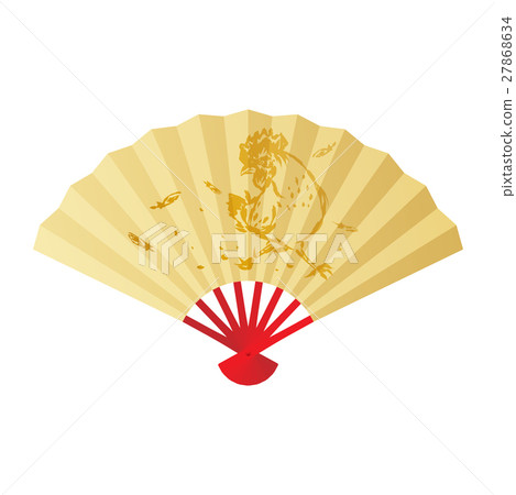 Folding fan or hand fan illustration gold color 27868634