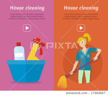 Set of Cleaning Service Flat Style Web Banners - Stock Illustration ...