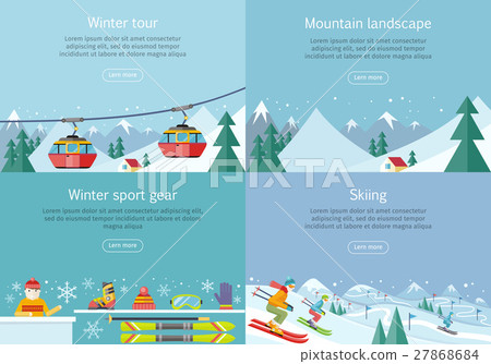 Winter Tour. Mountain Landscape. Sport Gear Skiing Winter Tour. Mountain Landscape. Sport Gear Skiing 27868684