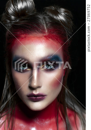 Beauty close-up portrait of beautiful model face 27869752