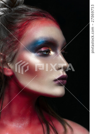 Beauty close-up portrait of beautiful model face Beauty close-up portrait of beautiful model face 27869753