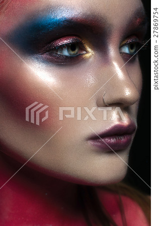 Beauty close-up portrait of beautiful model face Beauty close-up portrait of beautiful model face 27869754