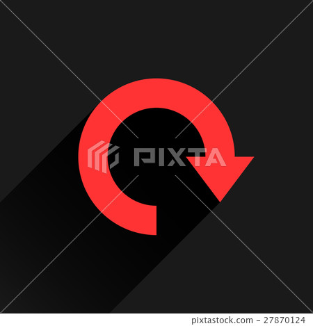 Flat red arrow icon refresh, rotation, repeat sign 27870124