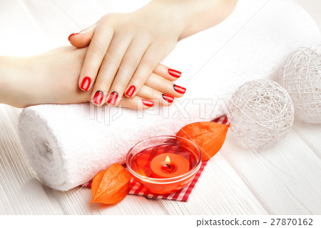 red manicure with dekor. spa red manicure with dekor. spa 27870162