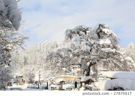 冬天國內櫻花和武士住宅風景 27870817