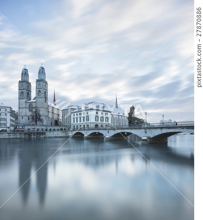 Old Zurich town, view on river 27870886