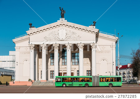 Bus Moving Along Street Near Building Of Gomel 27872285