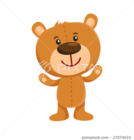 Cute retro style teddy bear character standing 27874010