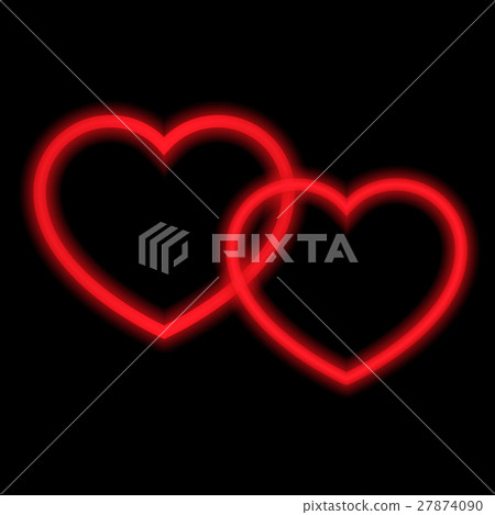 Two red hearts with neon lights. 27874090