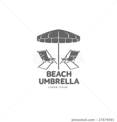 Logo template with beach umbrella and sun bathing 27874091