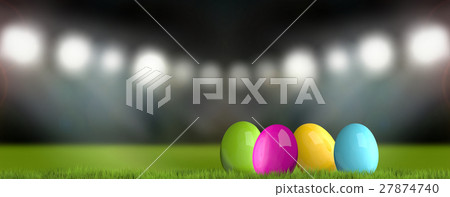 colored easter eggs 3d render green 27874740