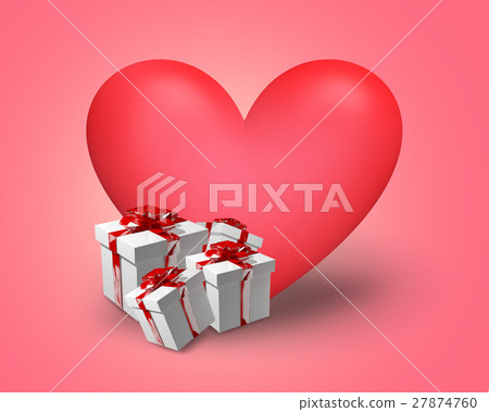 gifts and heart 3d render 27874760