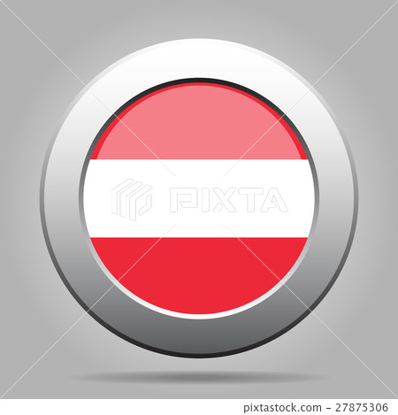 Flag of Austria. Shiny metal gray round button. Flag of Austria. Shiny metal gray round button. 27875306