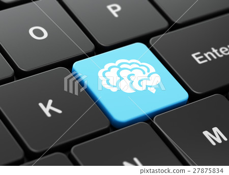 Health concept: Brain on computer keyboard Health concept: Brain on computer keyboard 27875834
