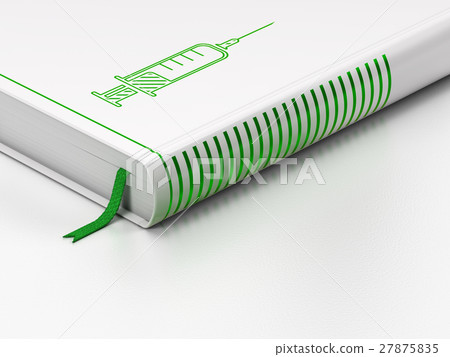 Health concept: closed book, Syringe on white Health concept: closed book, Syringe on white 27875835