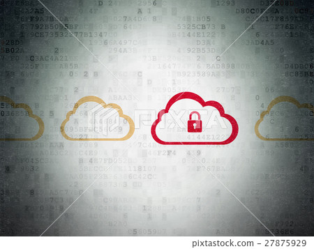 Cloud computing concept: cloud with padlock icon - Stock Illustration ...