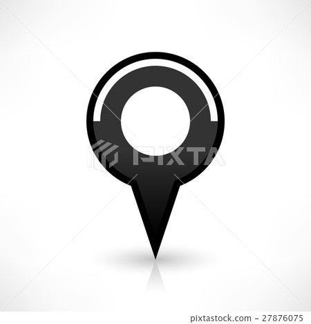 Black map pin icon flat round location sign - Stock Illustration ...